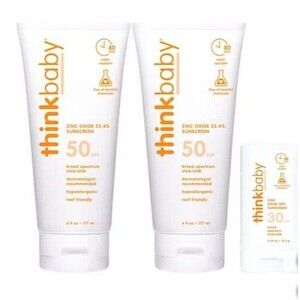 Think Thinkbaby Sunscreen Bundle SPF 50  2x 6 fl oz - 1x 0.64 Oz SPF30 Exp 01-26